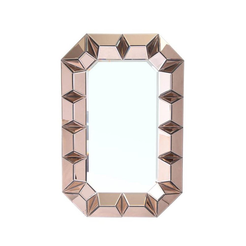Rose Gold Glass Abstract Ornate Framed Accent Mirror - 35-inch