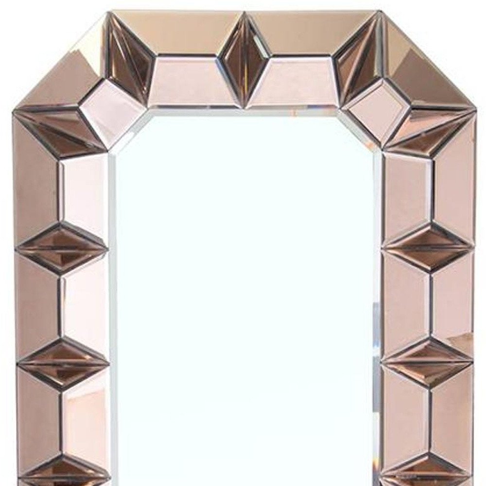 Rose Gold Glass Abstract Ornate Framed Accent Mirror - 35-inch