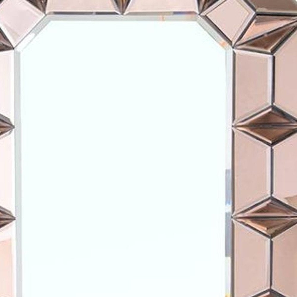 Rose Gold Glass Abstract Ornate Framed Accent Mirror - 35-inch