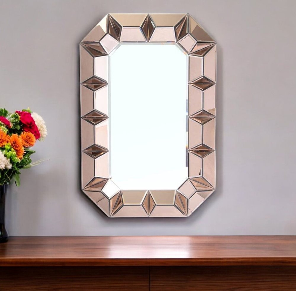 Rose Gold Glass Abstract Ornate Framed Accent Mirror - 35-inch