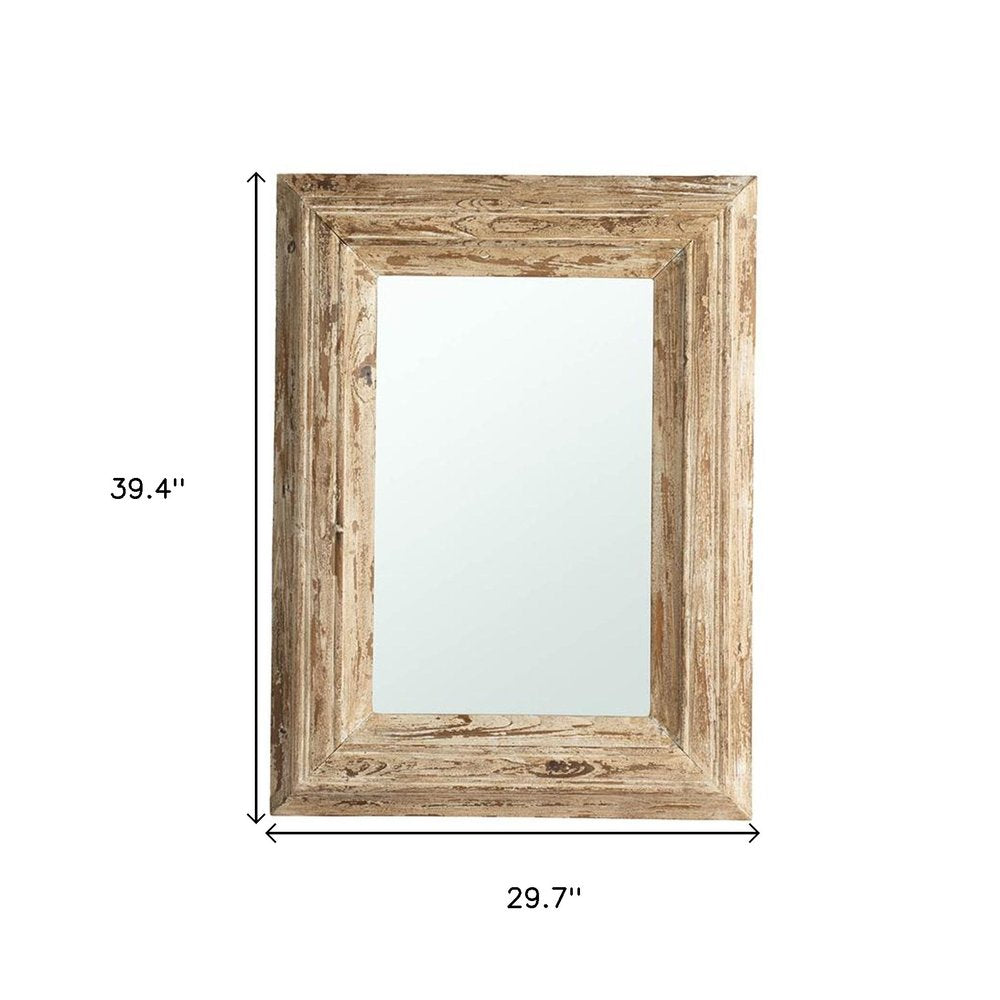 Natural Distressed Wood Framed Accent Mirror - 39-inch