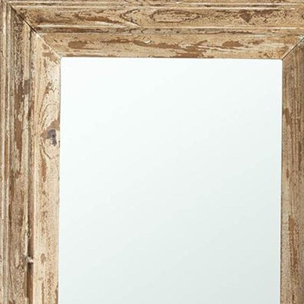 Natural Distressed Wood Framed Accent Mirror - 39-inch