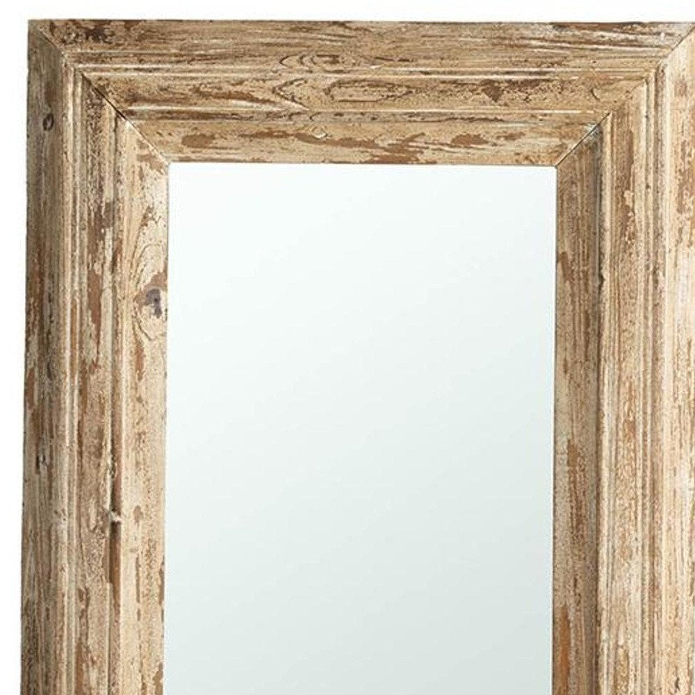 Natural Distressed Wood Framed Accent Mirror - 39-inch