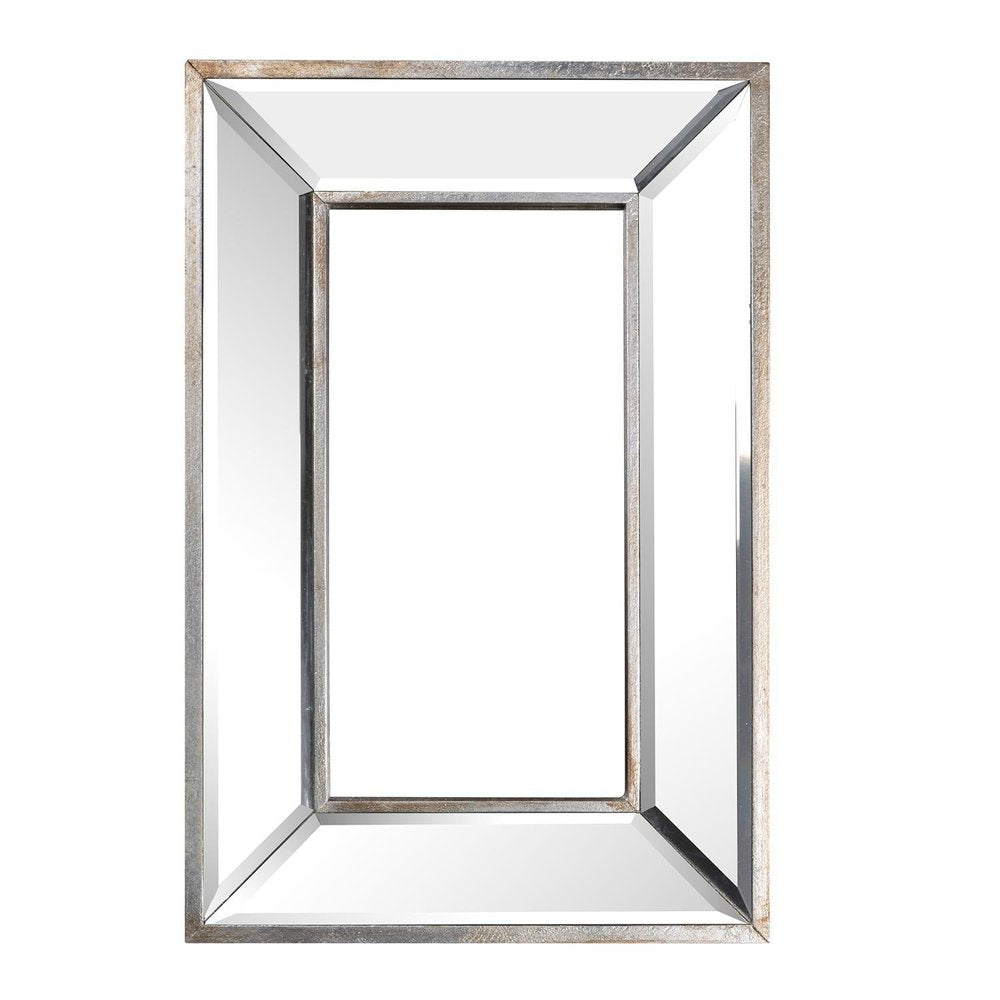 Silver Beveled Glass Framed Accent Mirror - 18-inch