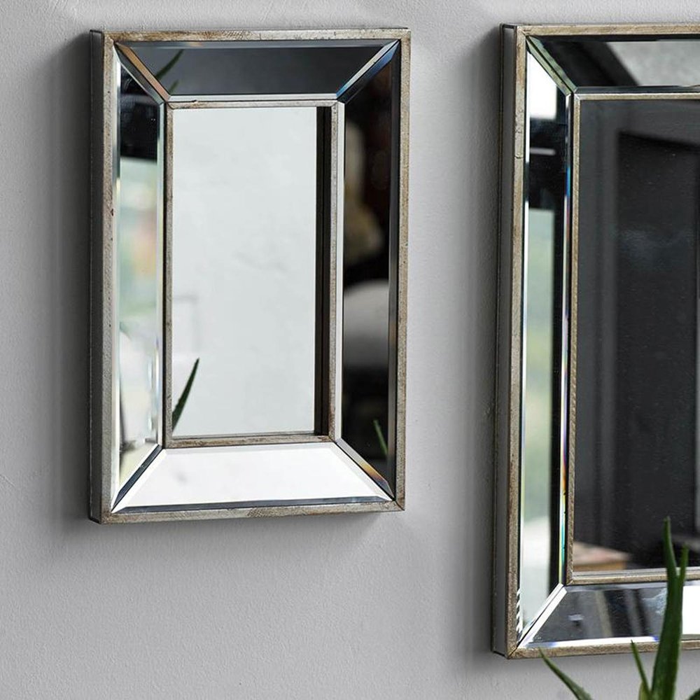 Silver Beveled Glass Framed Accent Mirror - 18-inch