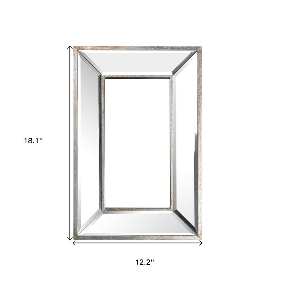 Silver Beveled Glass Framed Accent Mirror - 18-inch