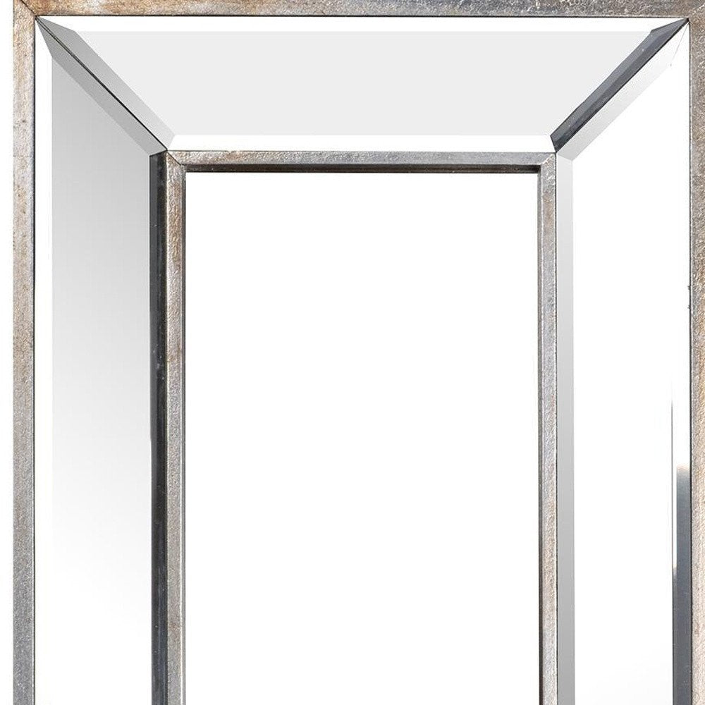 Silver Beveled Glass Framed Accent Mirror - 18-inch