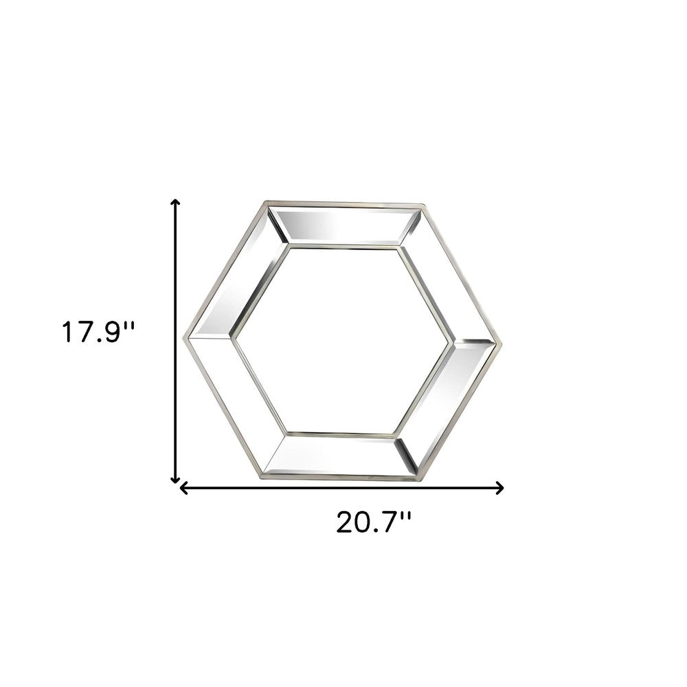 Silver Hexagon Glass Framed Accent Mirror - 18-inch