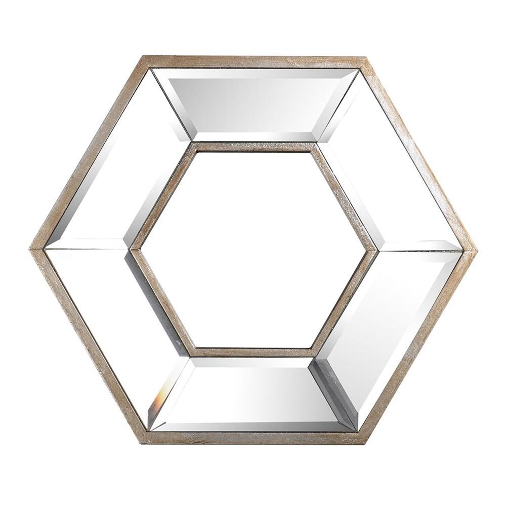 Silver Wood Hexagon Framed Accent Mirror - 12-inch