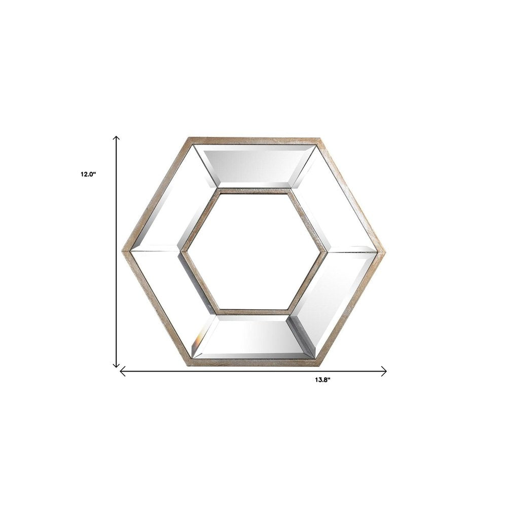 Silver Wood Hexagon Framed Accent Mirror - 12-inch