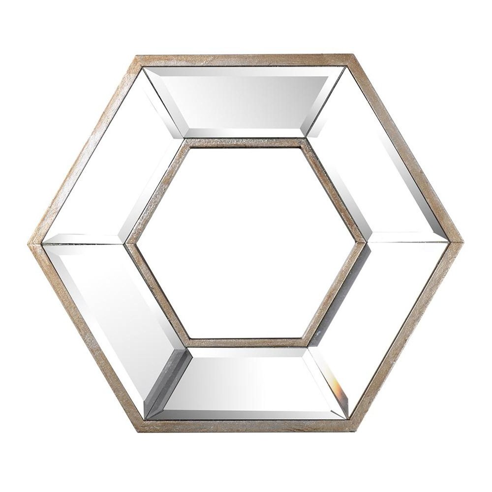 Silver Wood Hexagon Framed Accent Mirror - 12-inch