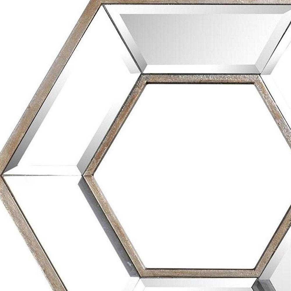 Silver Wood Hexagon Framed Accent Mirror - 12-inch