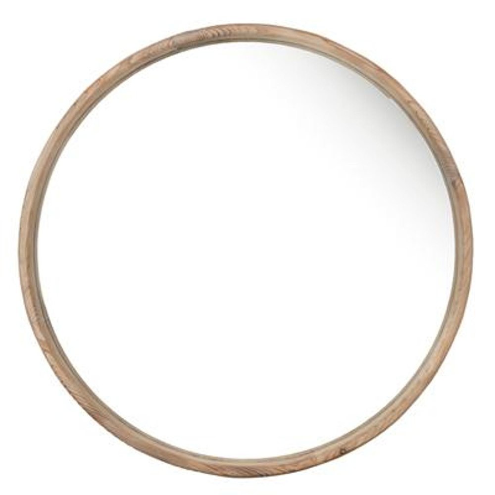 Brown Solid Wood Round Framed Accent Mirror - 28-inch