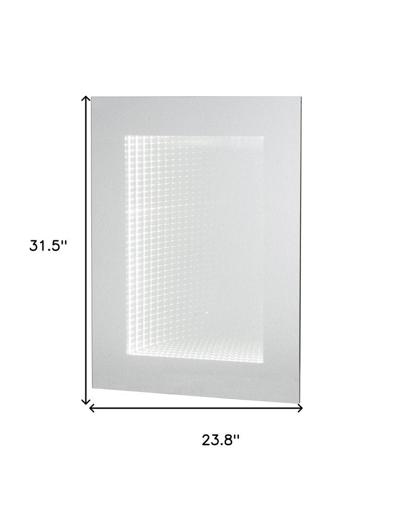 Silver Lighted Frame Accent Mirror - 32-inch