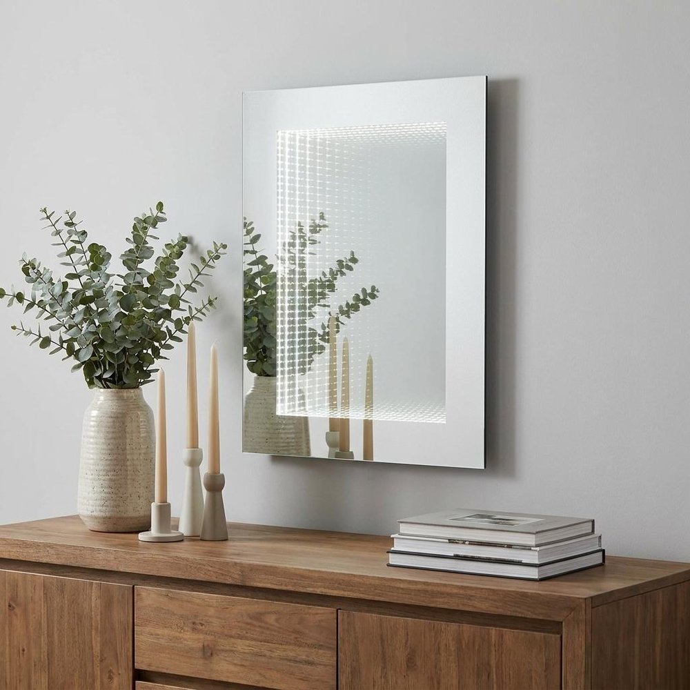 Silver Lighted Frame Accent Mirror - 32-inch