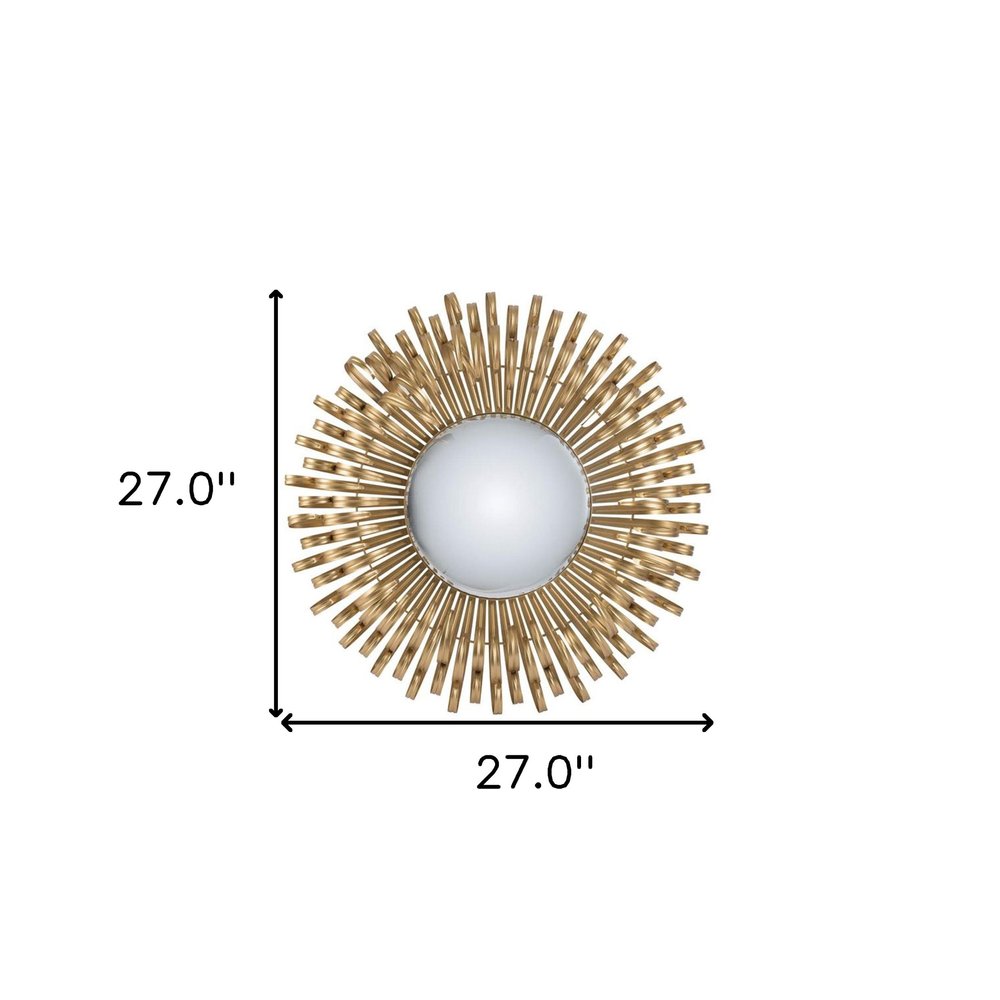 Gold Sunburst Iron Framed Accent Mirror - 27-inch