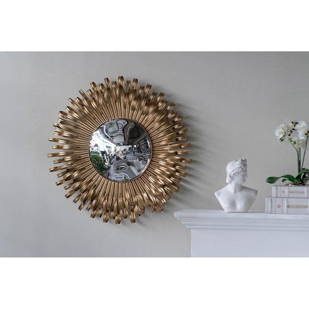 Gold Sunburst Iron Framed Accent Mirror - 27-inch