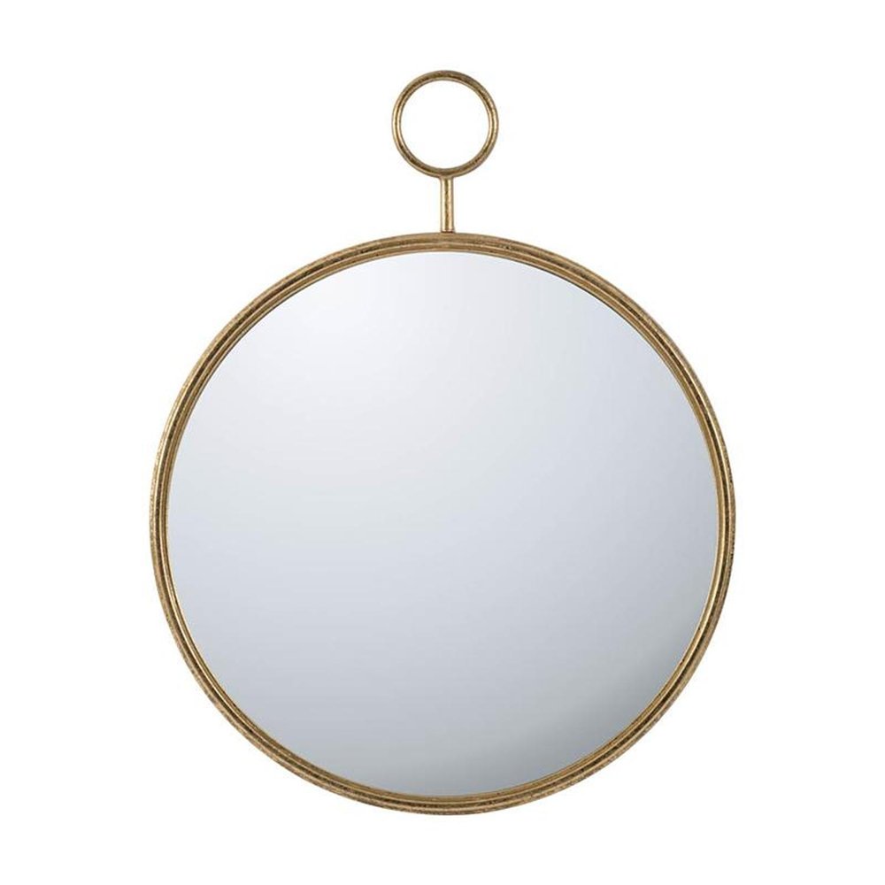 Gold Round Iron Framed Accent Mirror - 32-inch