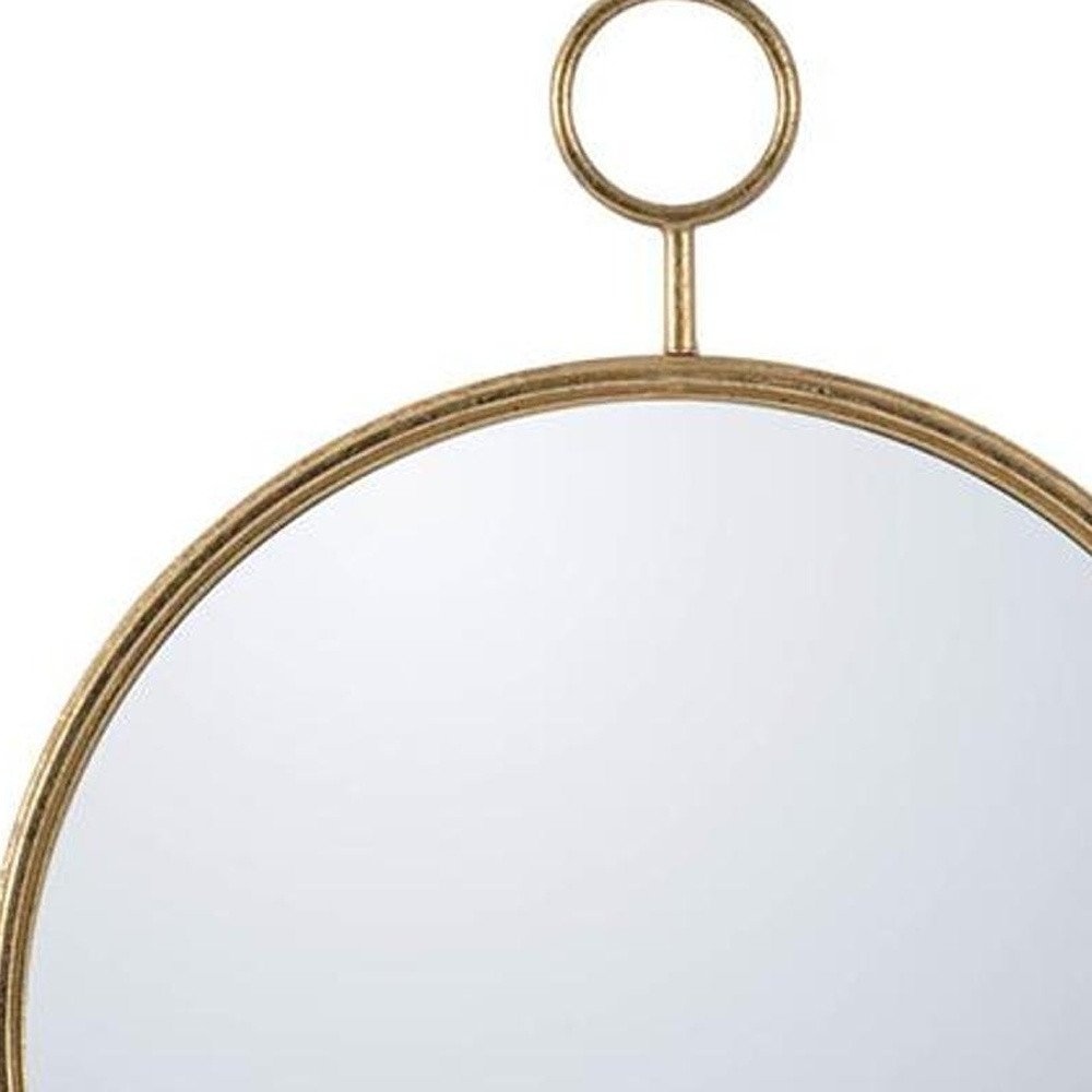 Gold Round Iron Framed Accent Mirror - 32-inch