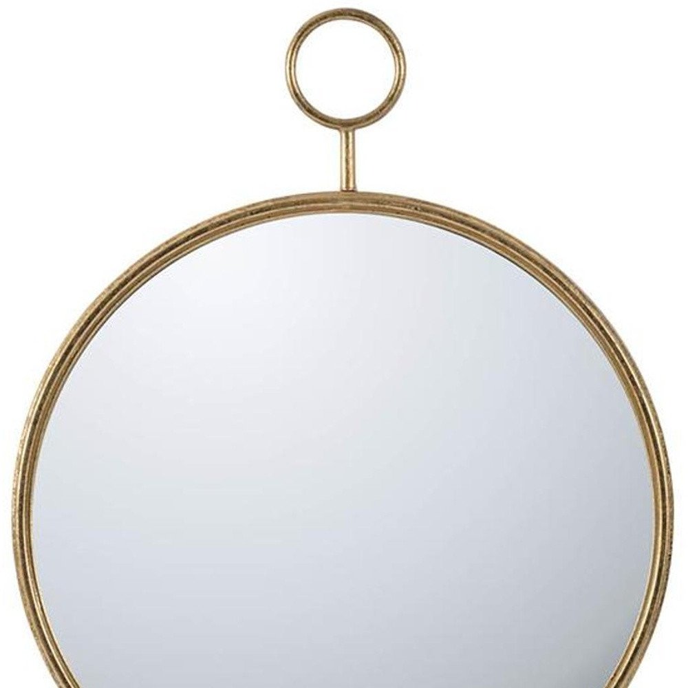 Gold Round Iron Framed Accent Mirror - 32-inch