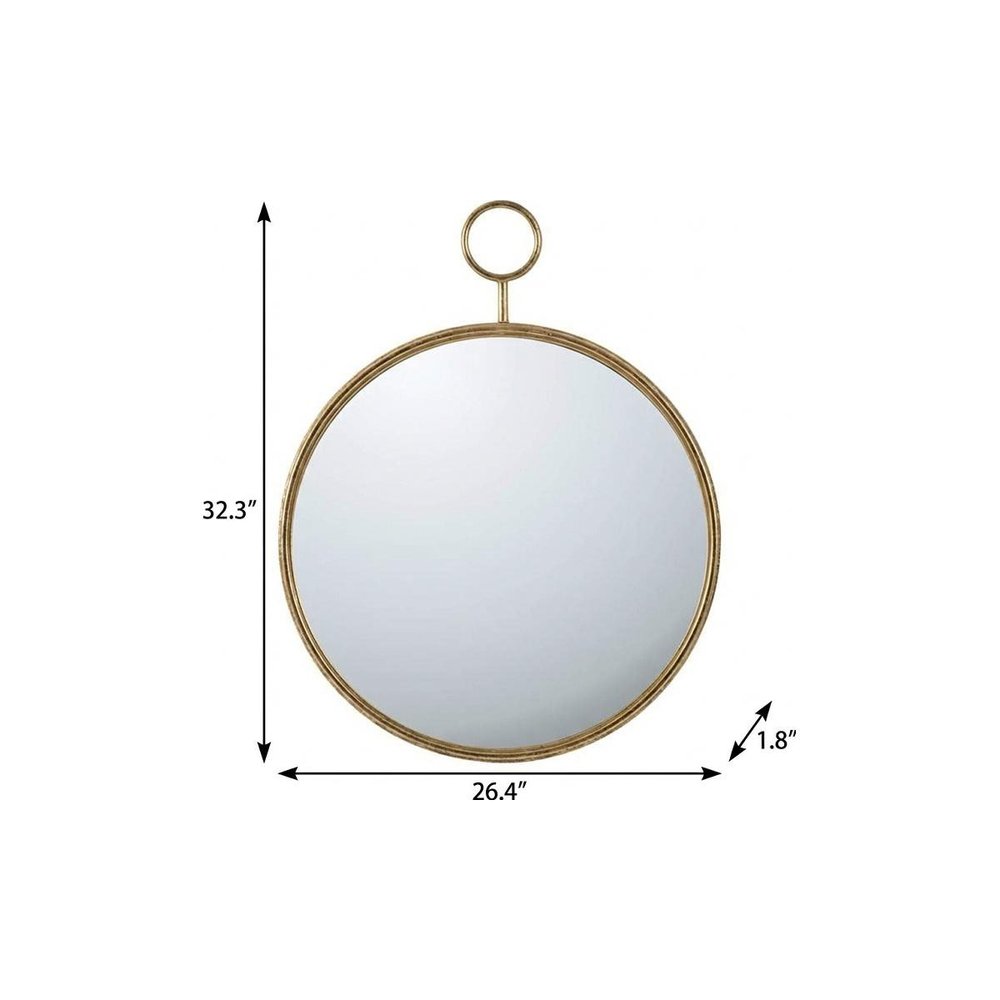 Gold Round Iron Framed Accent Mirror - 32-inch