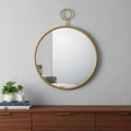 Gold Round Iron Framed Accent Mirror - 32-inch