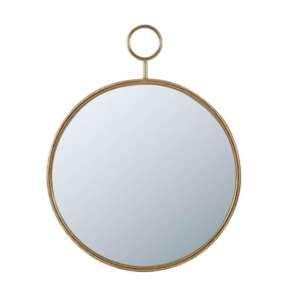 Gold Round Iron Framed Accent Mirror - 28-inch