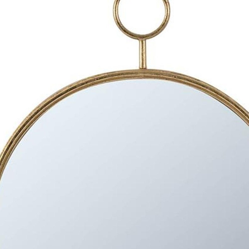 Gold Round Iron Framed Accent Mirror - 28-inch