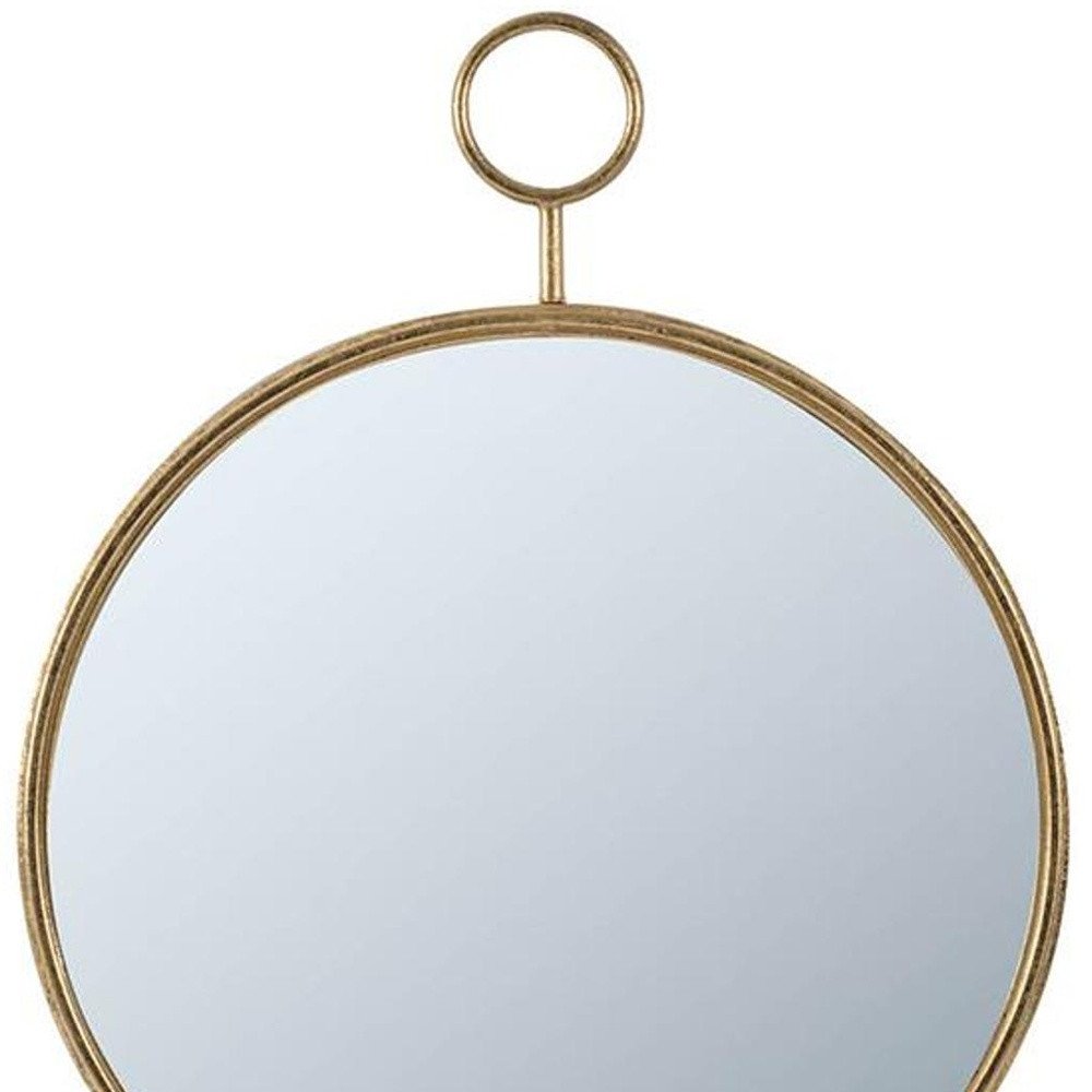 Gold Round Iron Framed Accent Mirror - 28-inch