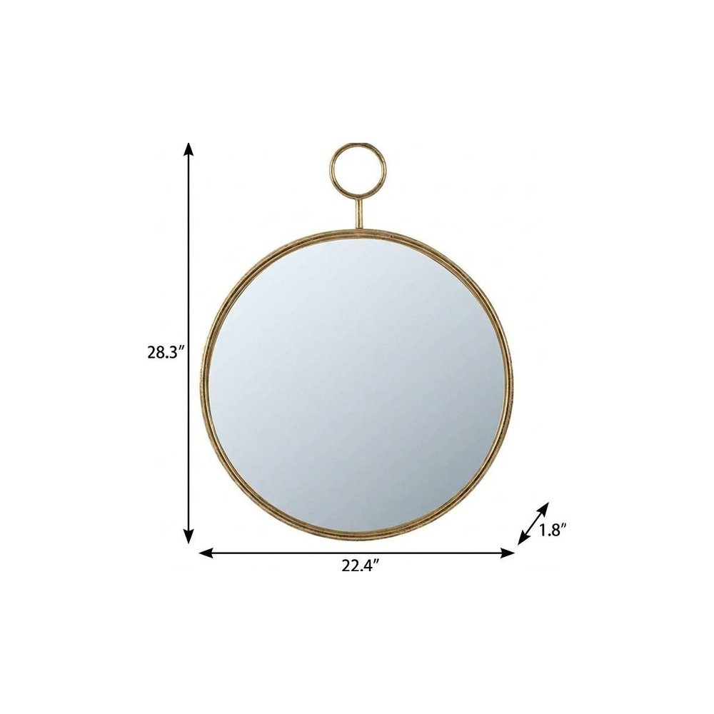 Gold Round Iron Framed Accent Mirror - 28-inch