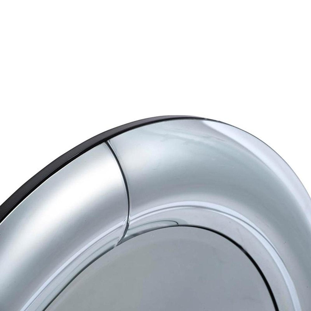 Silver Round Curved Frame Accent Mirror - 32-inch