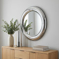 Silver Round Curved Frame Accent Mirror - 32-inch
