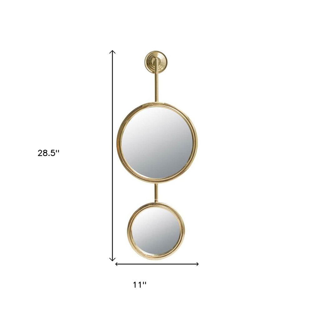 Gold Round Iron Framed Accent Mirror - 29-inch