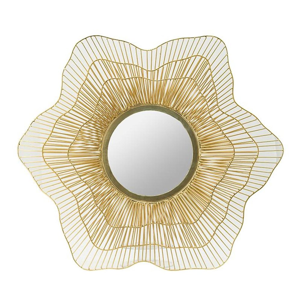 Gold Floral Sunburst Iron Framed Accent Mirror - 27-inch