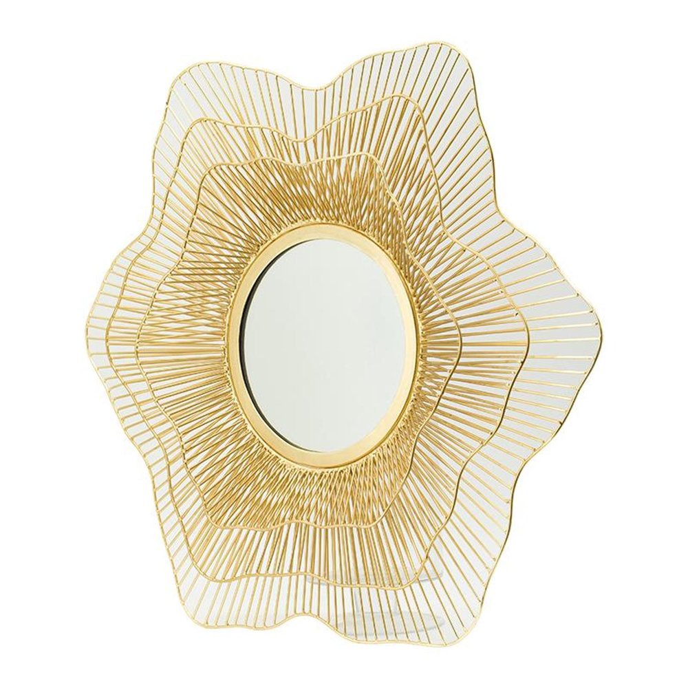 Gold Floral Sunburst Iron Framed Accent Mirror - 27-inch
