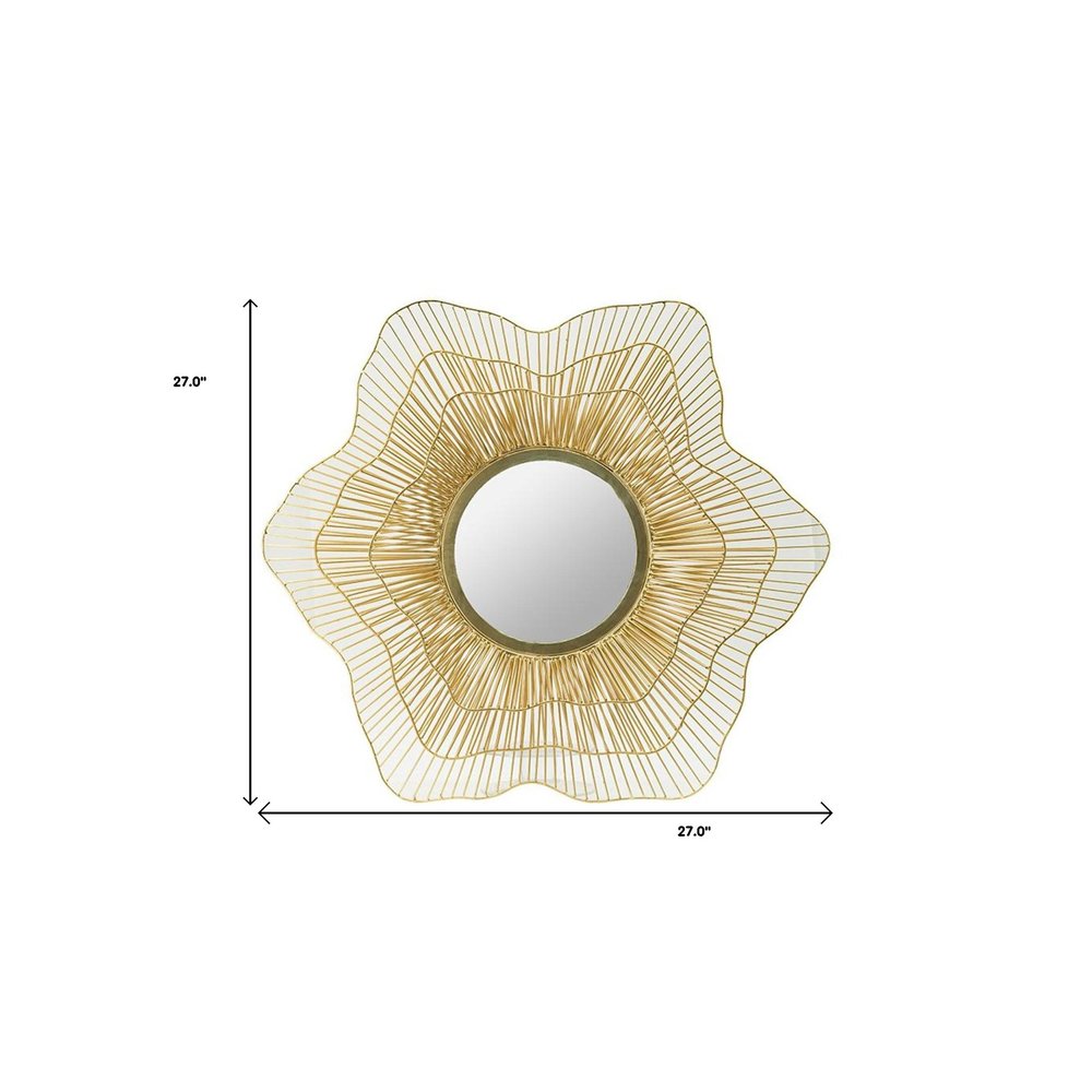 Gold Floral Sunburst Iron Framed Accent Mirror - 27-inch