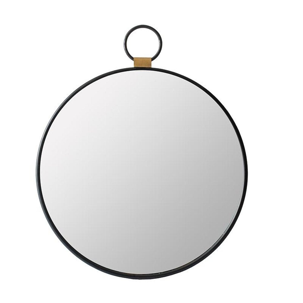 Black Round Metal Framed Accent Mirror - 23-inch