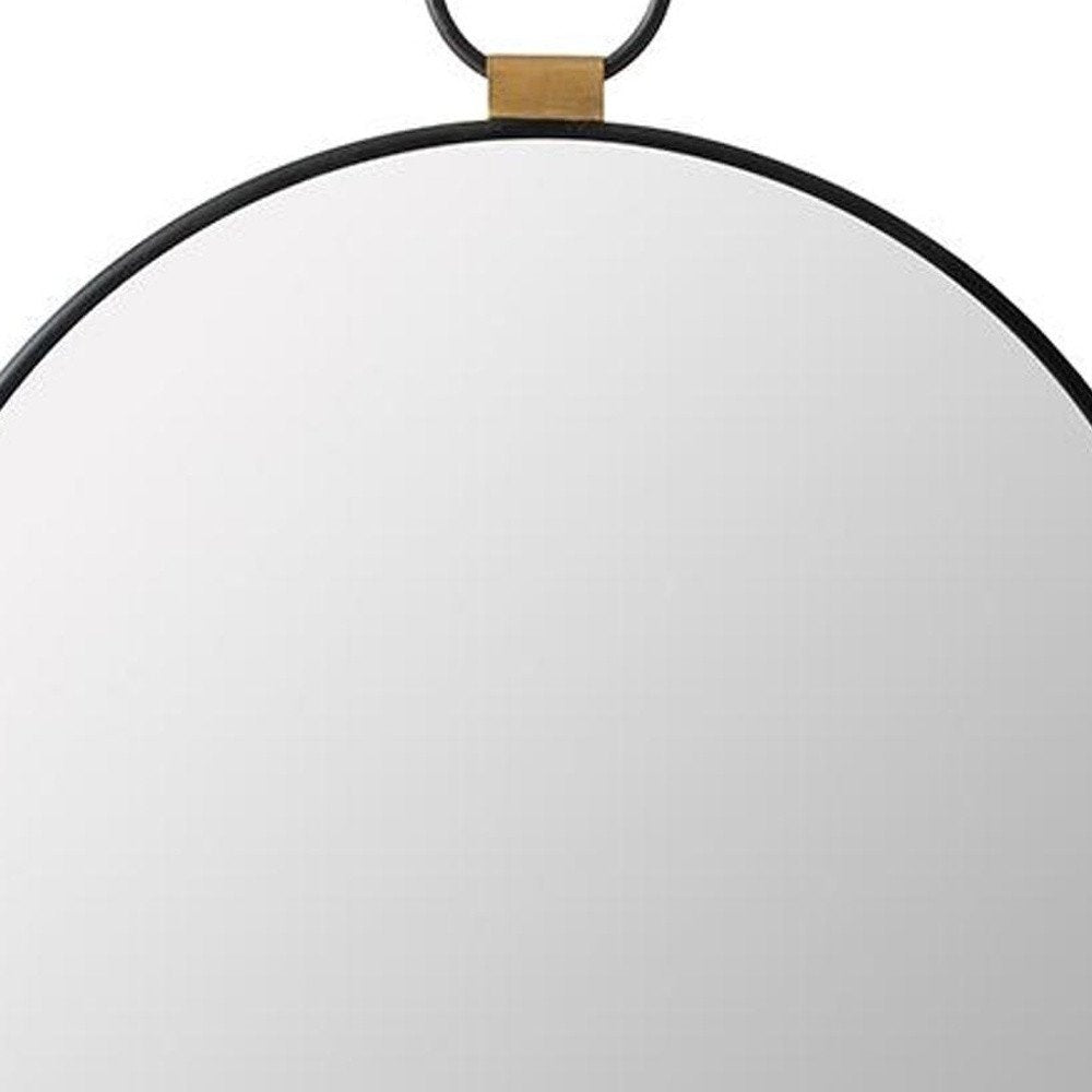 Black Round Metal Framed Accent Mirror - 23-inch