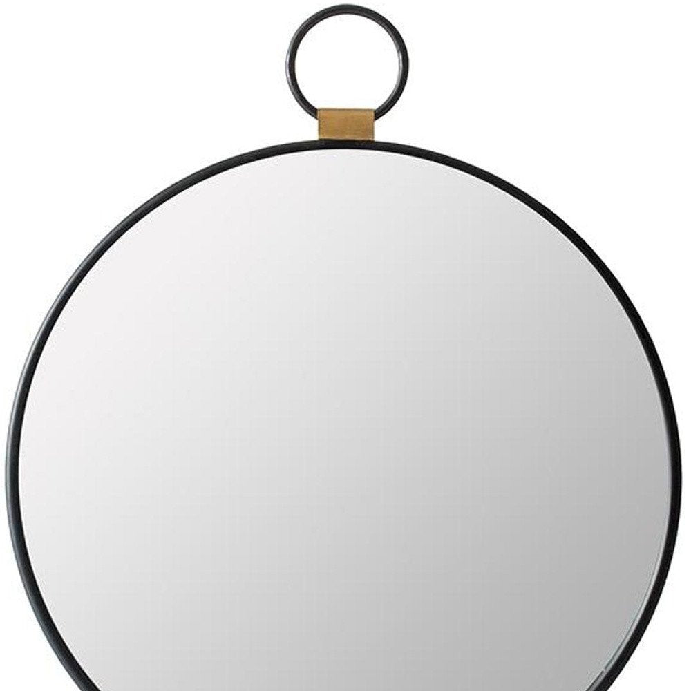 Black Round Metal Framed Accent Mirror - 23-inch