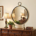 Black Round Metal Framed Accent Mirror - 23-inch