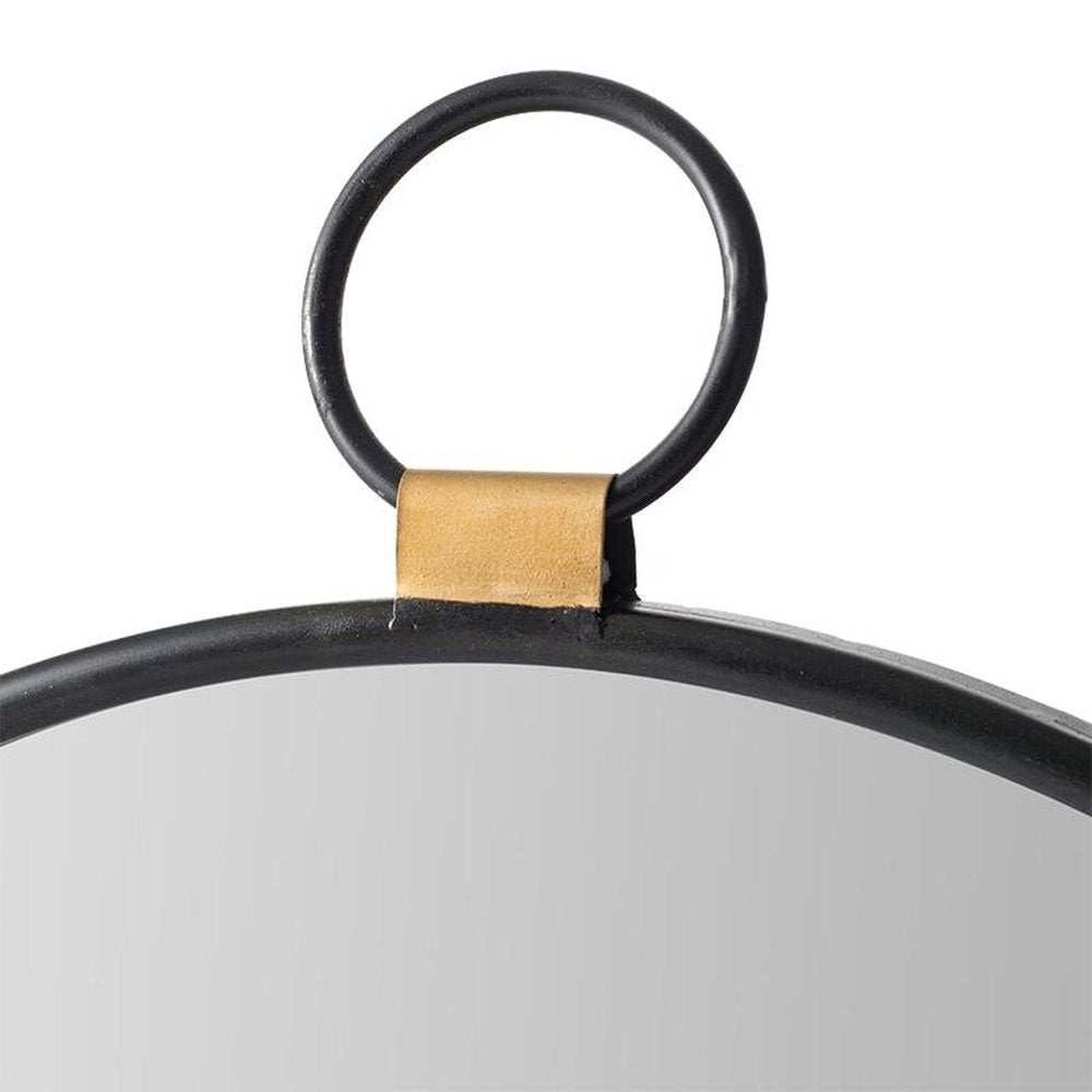 Black Round Iron Framed Accent Mirror - 28-inch