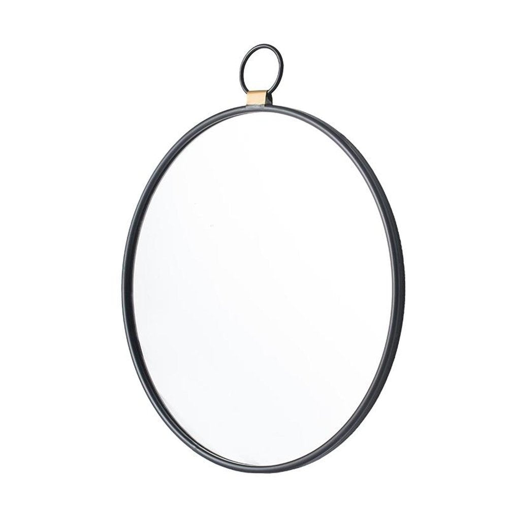 Black Round Iron Framed Accent Mirror - 28-inch