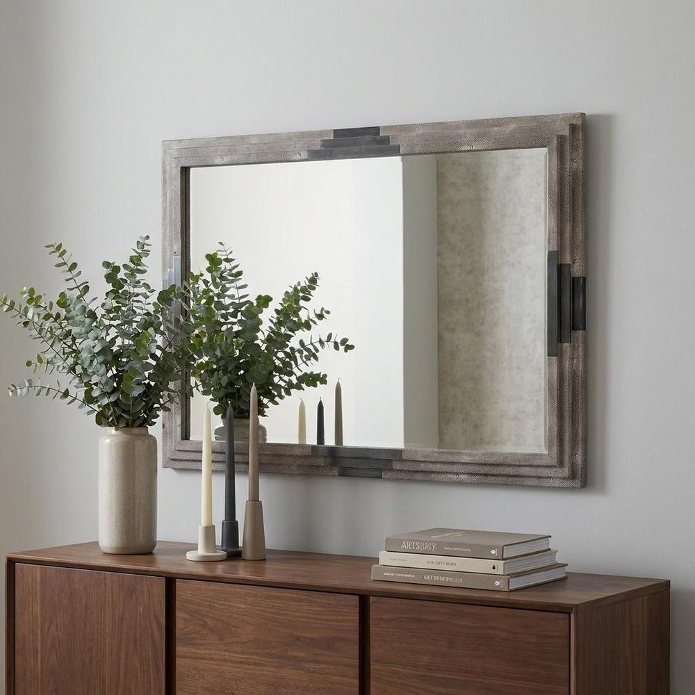 Gray Framed Accent Mirror - 28-inch