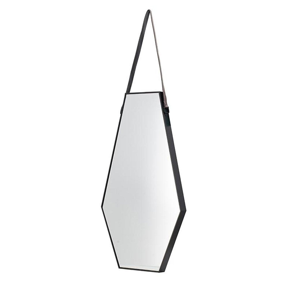 Black Hexagon Wood Framed Accent Mirror - 32-inch