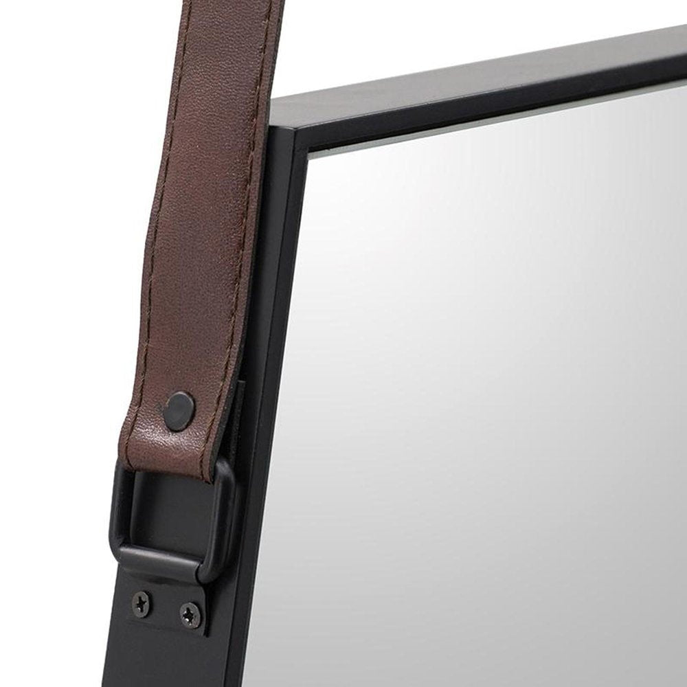 Black Hexagon Wood Framed Accent Mirror - 32-inch
