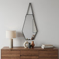 Black Hexagon Wood Framed Accent Mirror - 32-inch