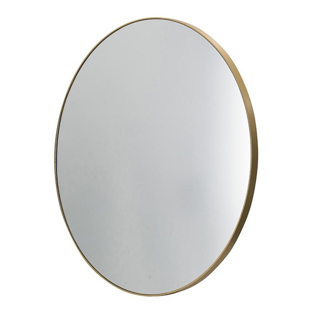 Gold Round Wood Framed Accent Mirror - 30-inch