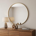 Gold Round Wood Framed Accent Mirror - 30-inch