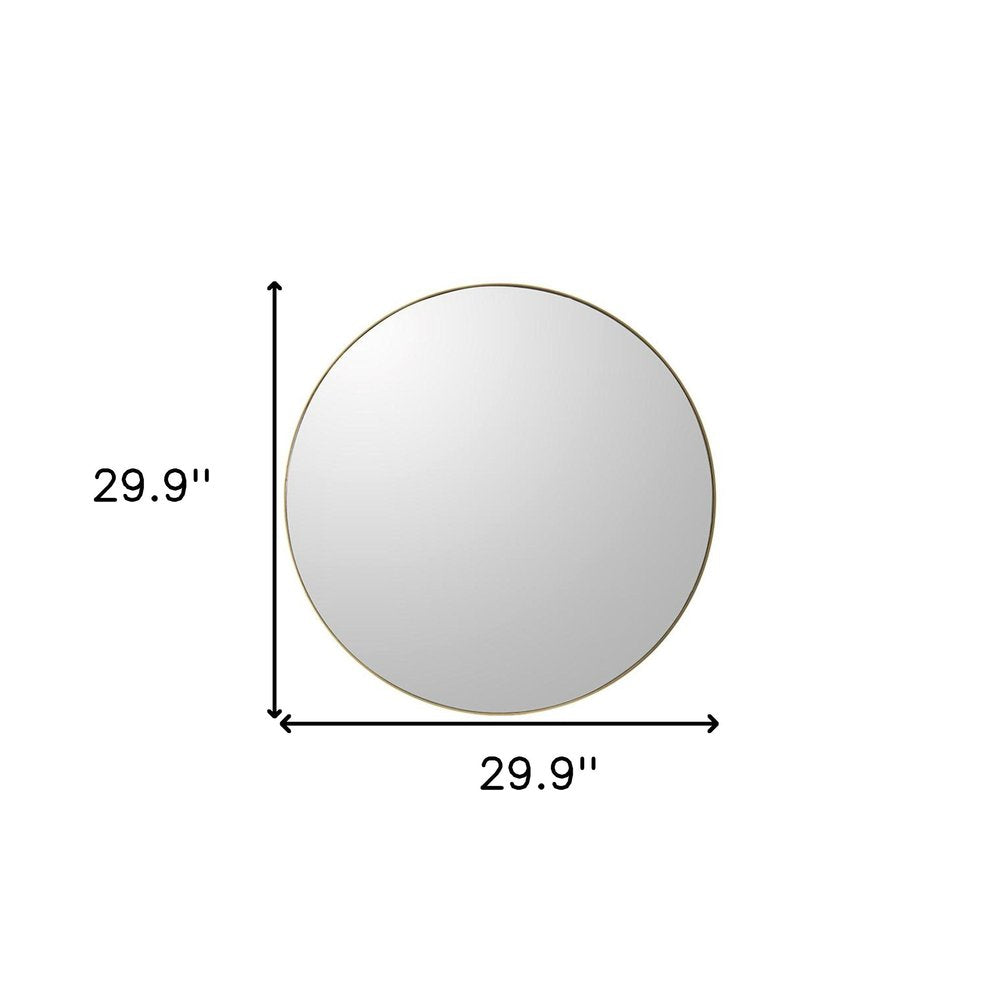 Gold Round Wood Framed Accent Mirror - 30-inch