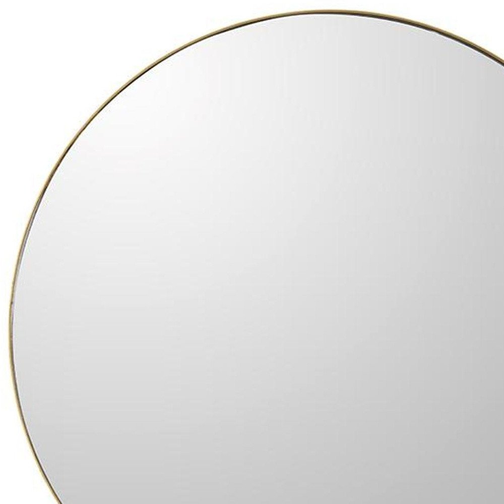 Gold Round Wood Framed Accent Mirror - 30-inch